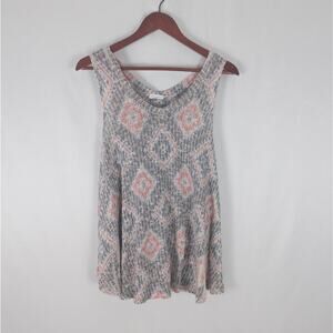 Blu Pepper Shirt Juniors Small‎ Multicolored Knit Tank Top Scoop Neck Geometric